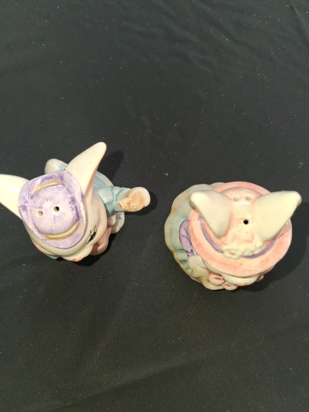 Vintage Ceramic Bunny Salt and Pepper Shakers - Pastel Multicolor